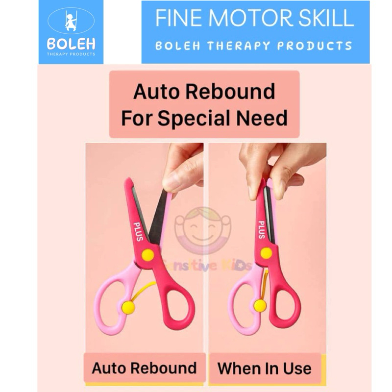BOLEH Kids Safety Scissors With Automatic Rebound for Fine Motor Skill Training and Therapy