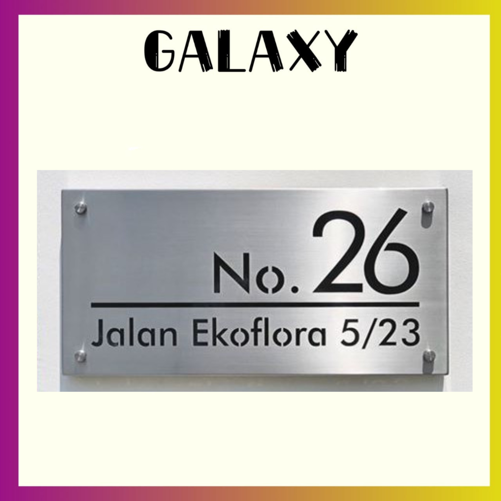 Stainless Steel 304 Laser House Plate Address ( Double Plate ) Moder Unique Standard Design Fully Customize