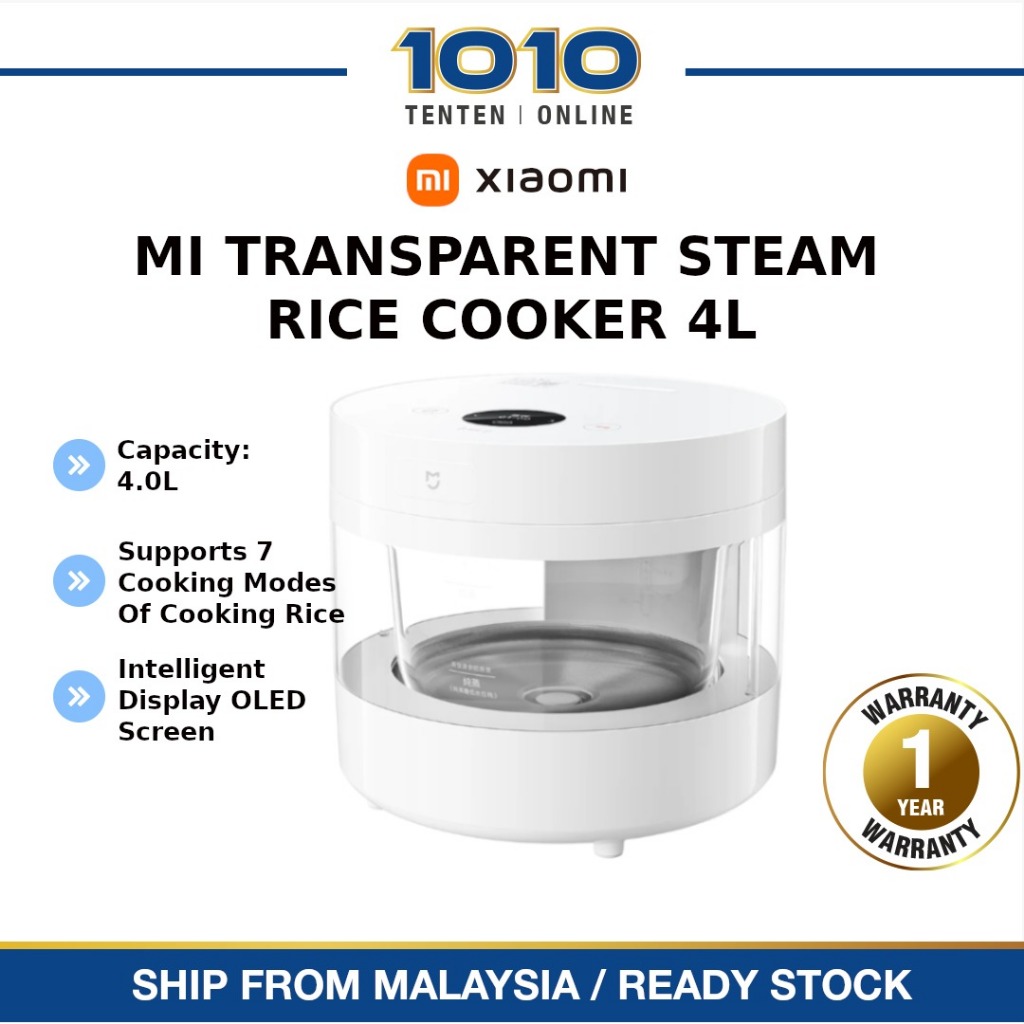 Xiaomi Transparent Steam Rice Cooker 4L [OLED Screen | 7 Cooking modes] - 1 Year Warranty