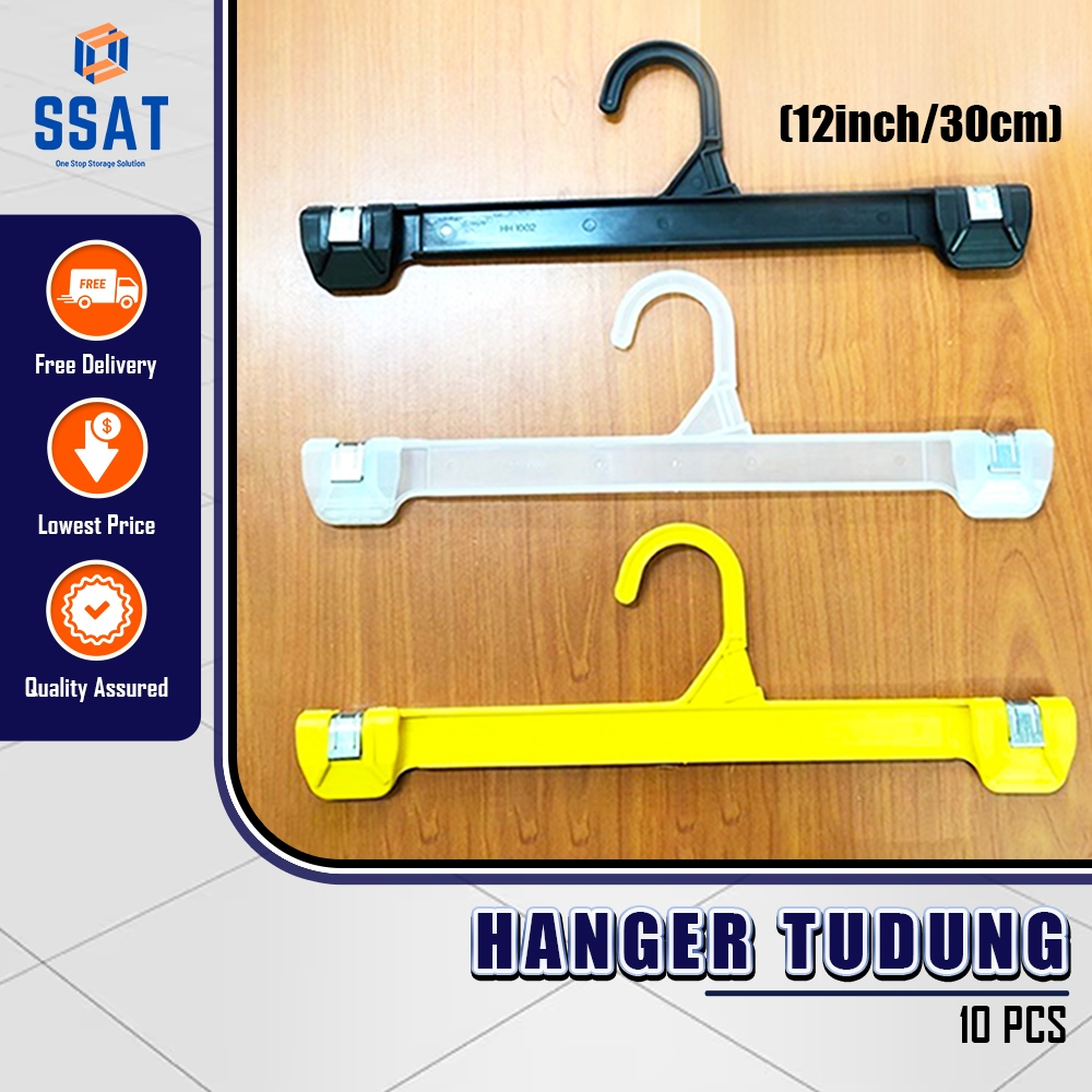 (10pcs/pkt) Hanger Tudung/Scaft/seluar Plastic For Display Retail and personal use 12inch 30cm