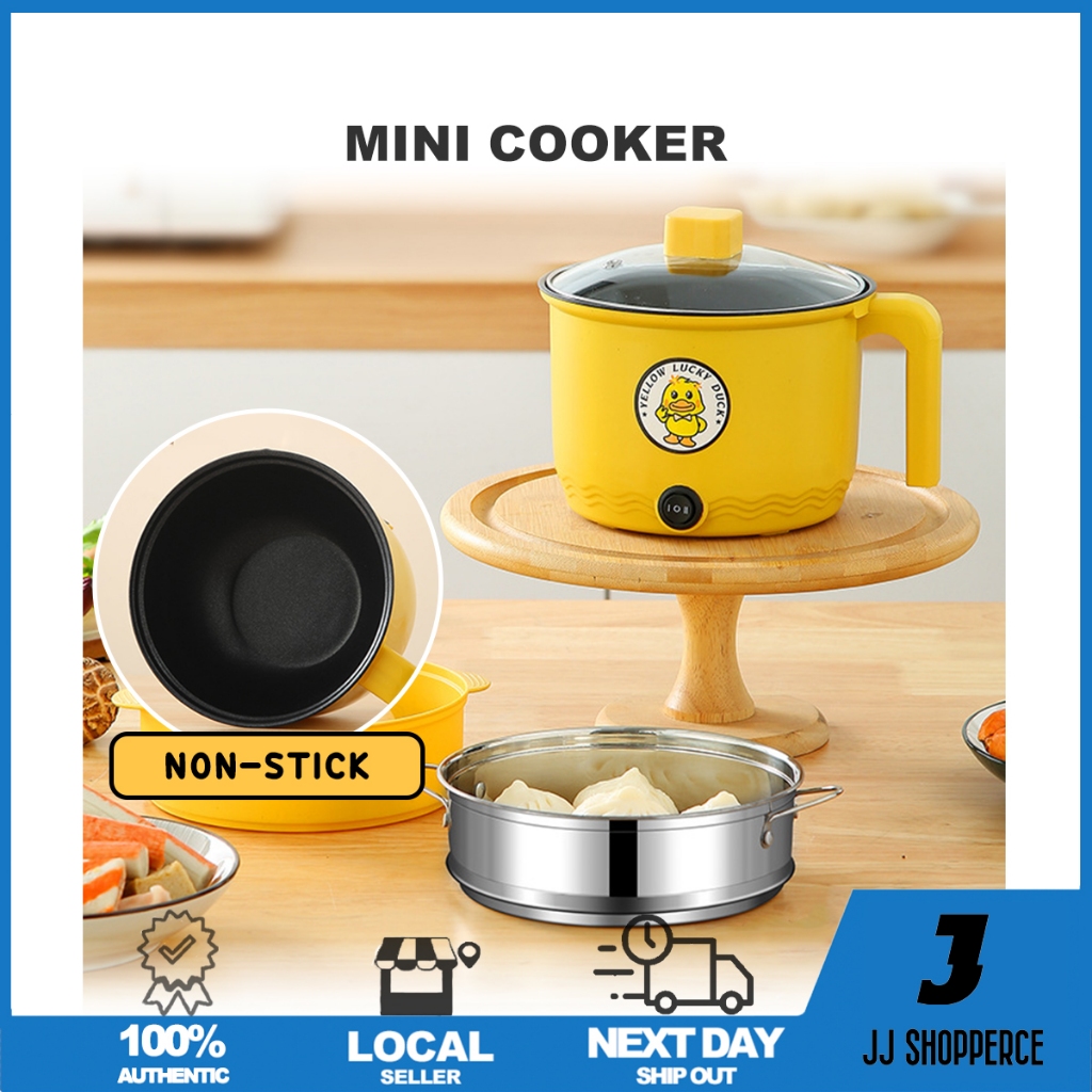 ✅[MY] 1.8L Duck Mini Cooker/ Nonstick Hot Pot w/ Steamer/ Multi-Electric Rice & Noodle Cooker/ Soup Heater/ Single Pot