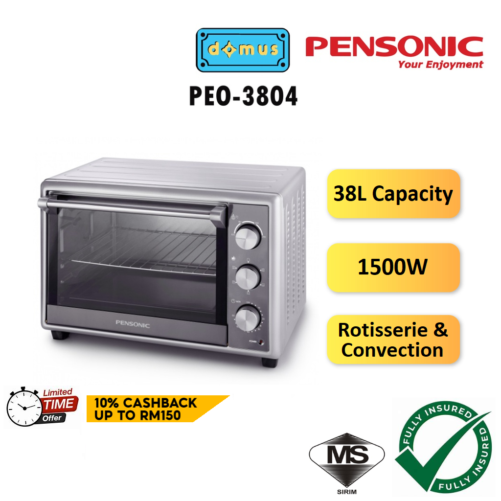 Pensonic 38L Electric Oven Grill Toast and Bake Oven Toaster Ketuhar Elektrik Murah Besar 电烤箱 PEO-3804