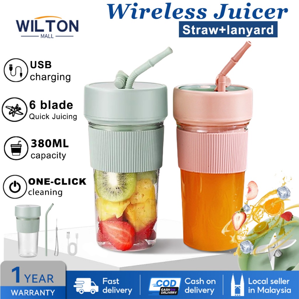 Electric Juicer Blender 6 Blades 350ml Portable Electric Juicer USB Charging Wireless Mini Quick Electric Blender