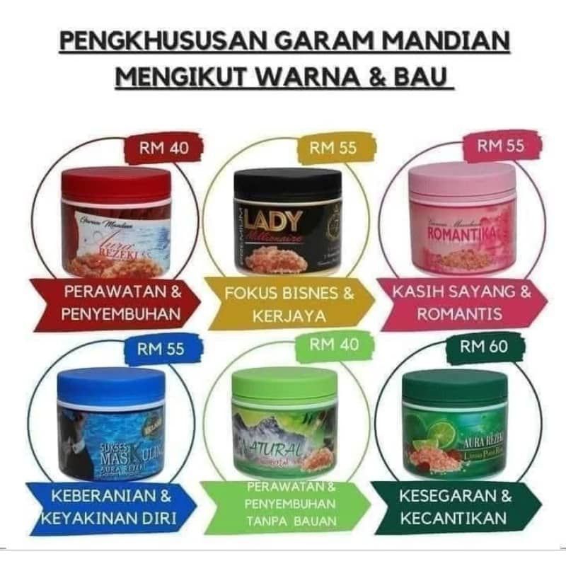 Garam Mandian Aura Rezeki 500 Gram Singkir Aura Negatif Rendaman Kaki