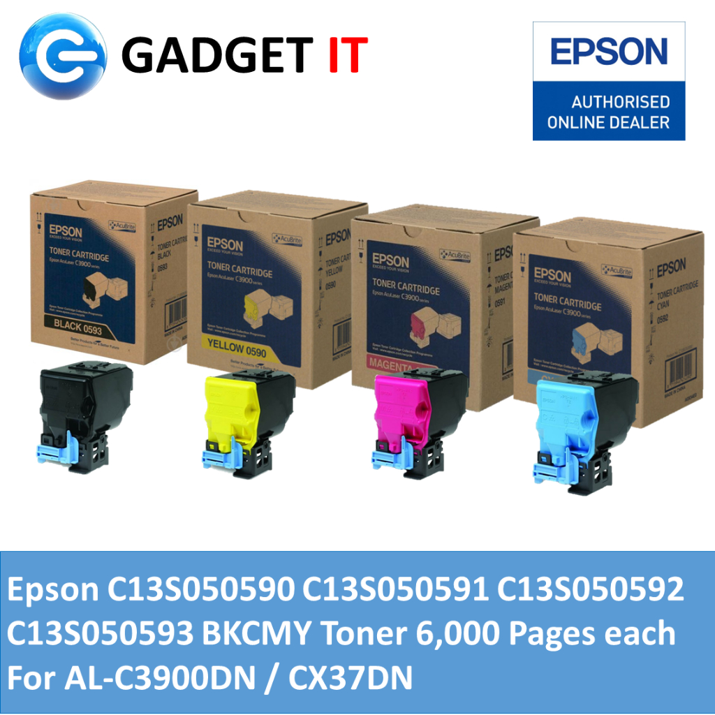 Epson C13S050590 C13S050591 C13S050592 C13S050593 BKCMY Toner 6,000 Pages each For AL-C3900DN / CX37DN / AL-CX37DN)