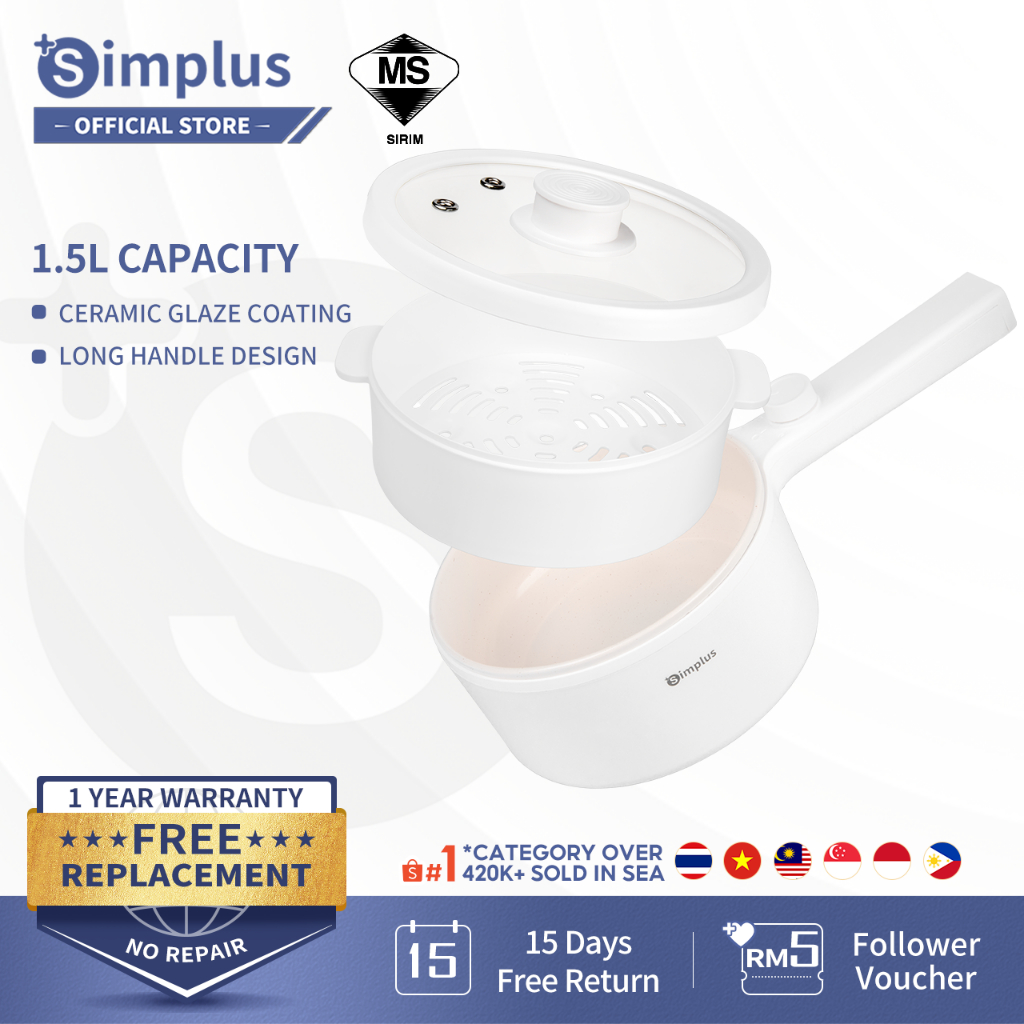 Simplus Multi Cooker Non Stick Ceramic Coating Mini Electric Multi Function Cooker (1.5L/630W)【Viewchin】