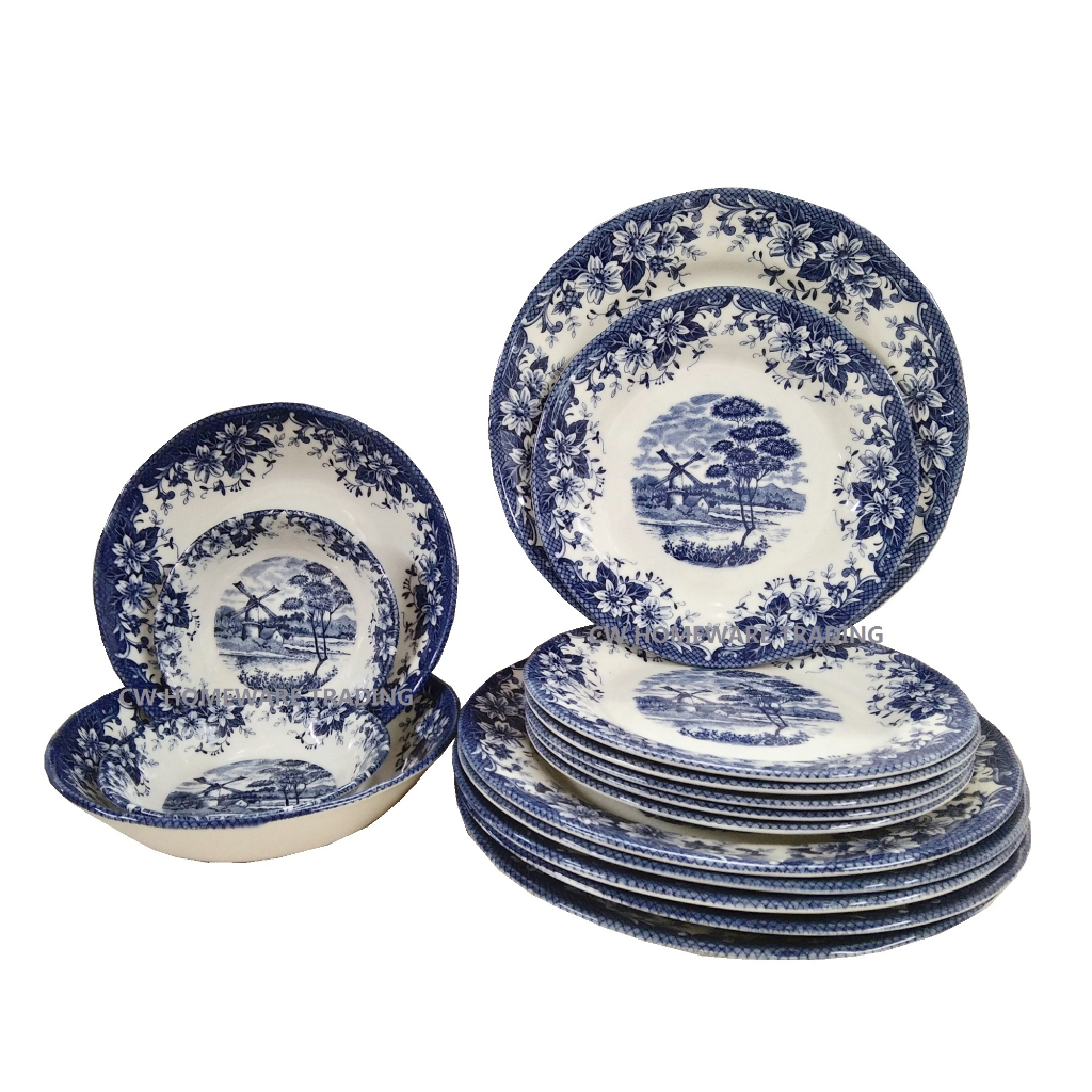 Claytan 185B Windmill Blue 12Pcs/16Pcs (4Pax / 6Pax) Set Pinggan Mangkuk | Set Hidangan  | Dinnerware Set