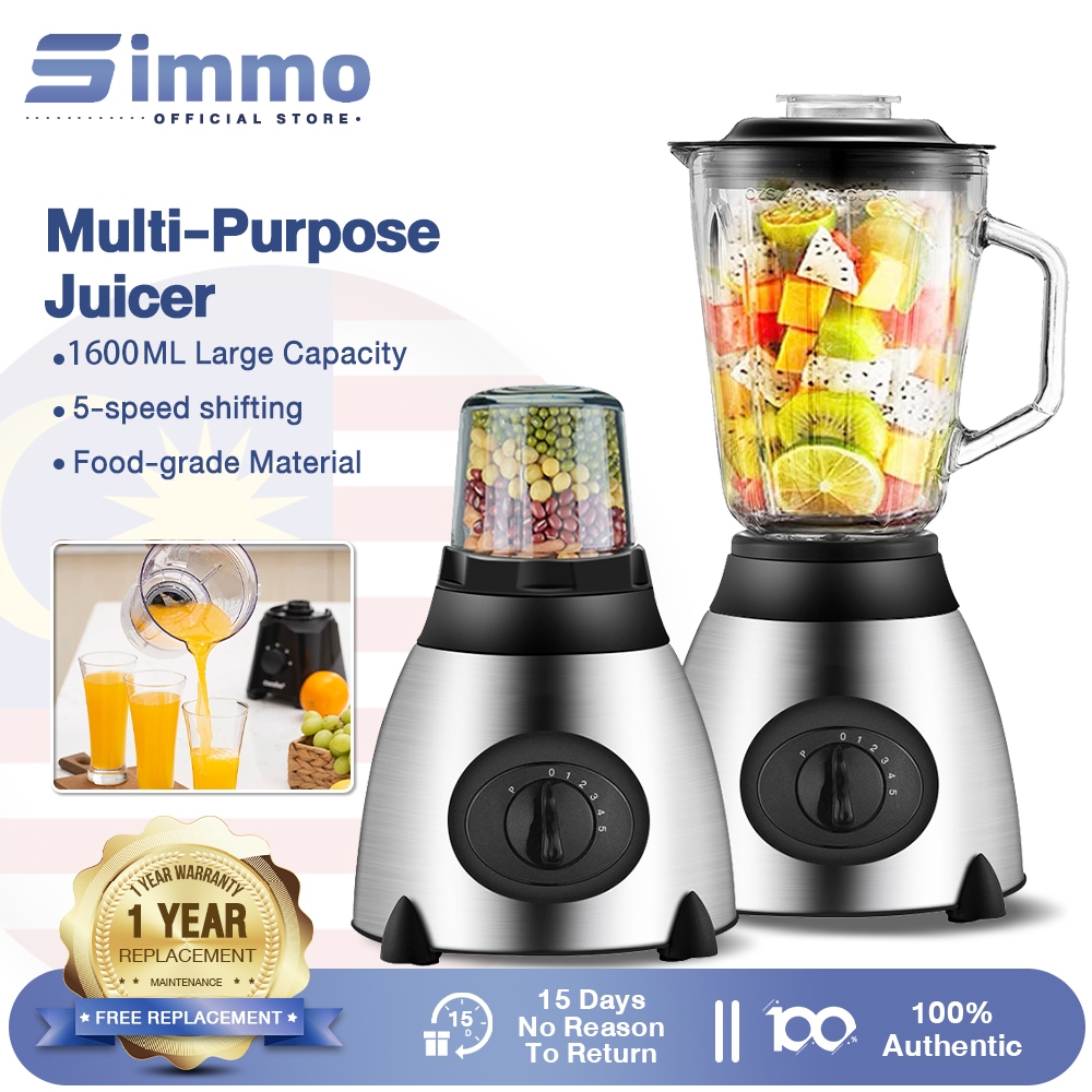 Simmo Blender 1600ML Large Capacity Blender Heavy Duty Multi-Functional Juicer Blender High Power Fast Ice-Breaking