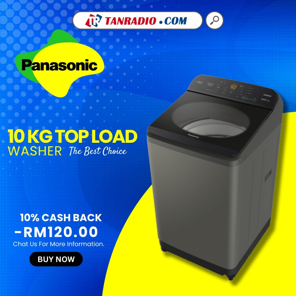 Panasonic NA-F100A9DRT 10KG Top Load Washer - DARK GREY Washing Machine - Mesin Basuh