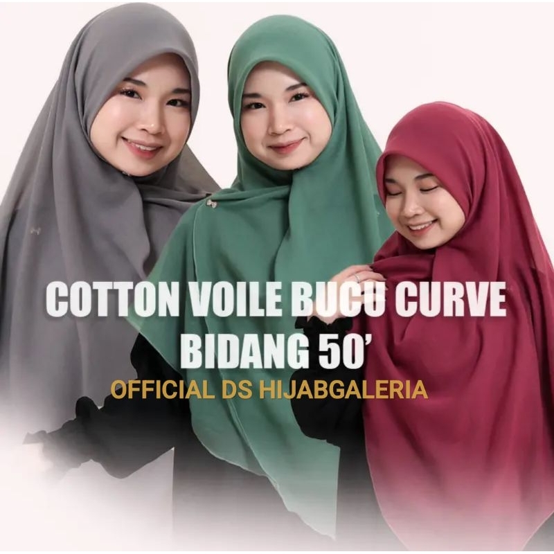 HIJAB GALERIA tudung COTTON BUCU CURVE BIDANG 50