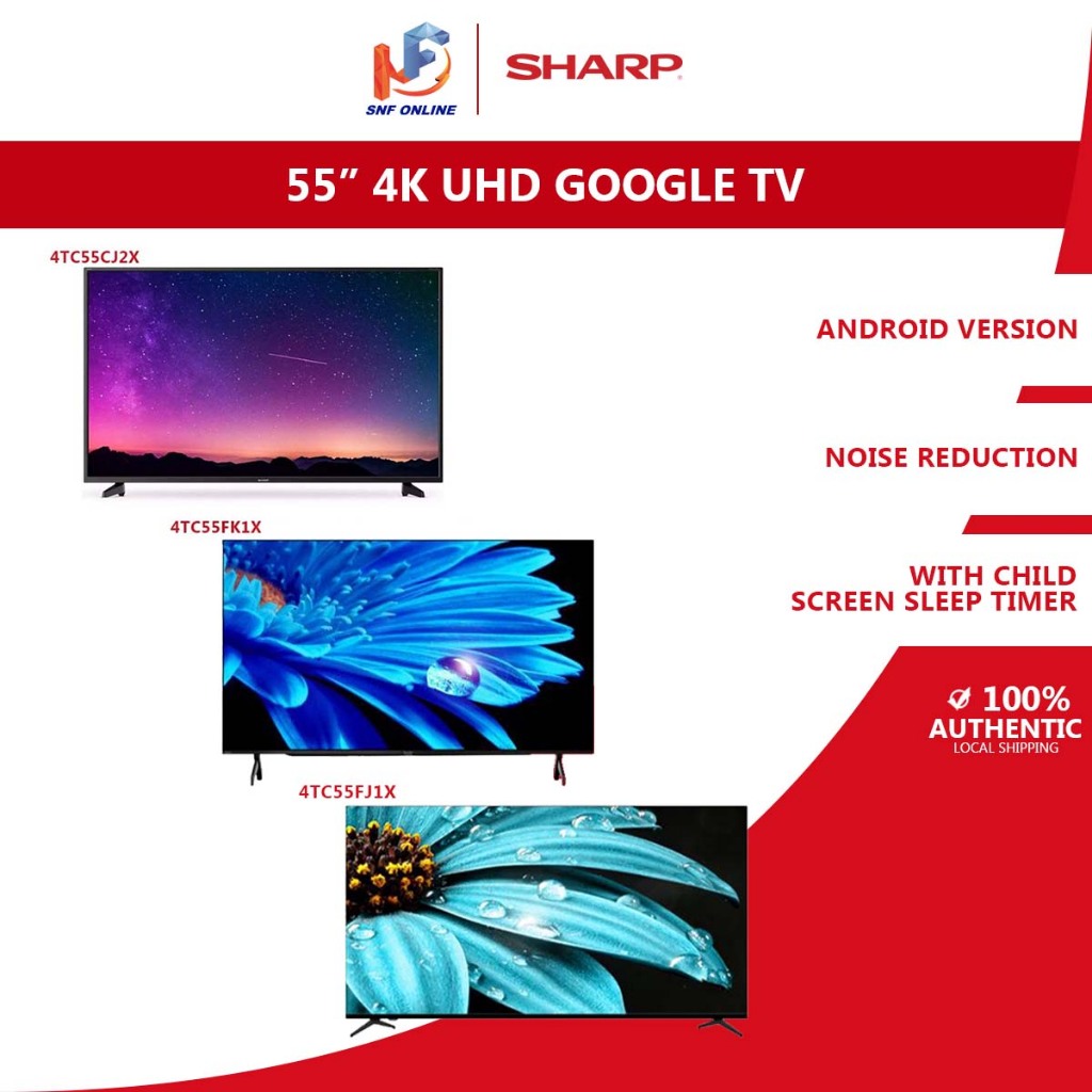 Sharp LED TV 4K Ultra HD Smart TV Netflix 4TC55CJ2X / Google TV 4TC55FK1X 4TC55FJ1X (55“)