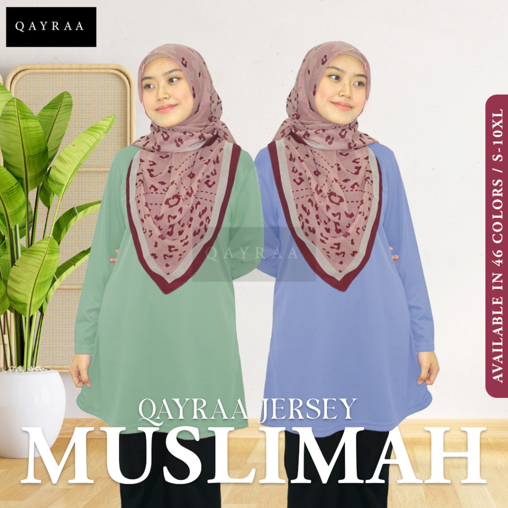 QAYRAA (P1) S-XL Jersi Muslimah /Jersey PREMIUM Muslimah / Baju Wanita Sukan Muslimah Black Maroon