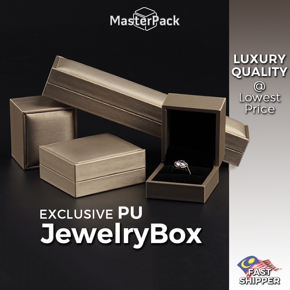 Jewellery box Luxury PU Jewelry packages for Rings, Earrings, Pendants, Bracelets, Bangles & Necklaces Kotak emas mudah