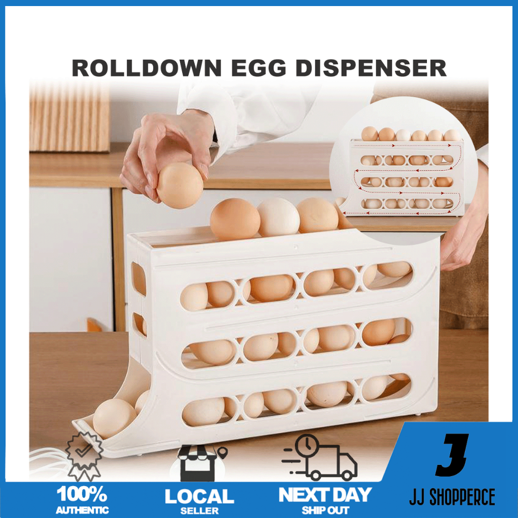 ✅[MY] 30 Grids Egg Storage Organizer/ 3 Tier Egg Rack Tray/ Automatic Rolling Egg Holder/ Large Capacity Egg Organizer