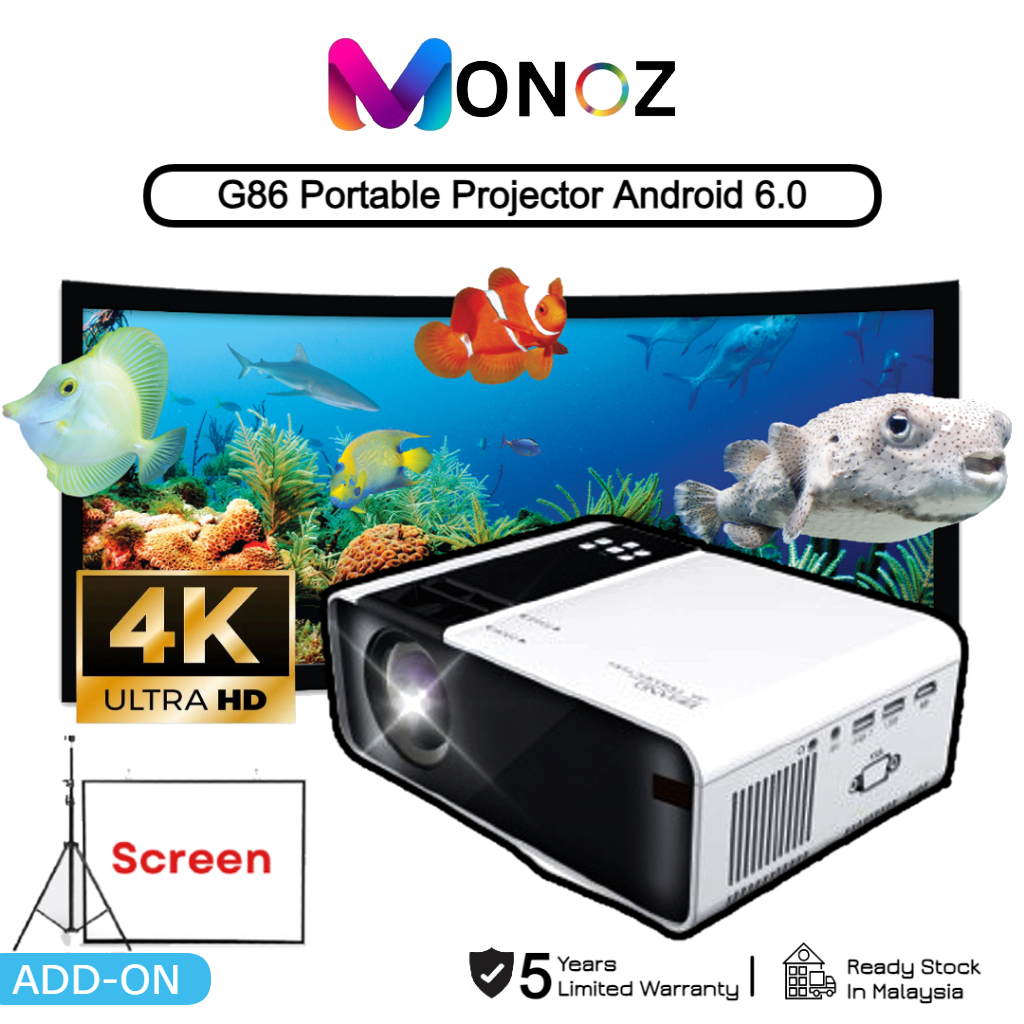 💝Promotion💝LENS 6800 lumens G86 Projector FULL HD 1080P Android Mini Projector WIFI LCD A80 Protable Projector