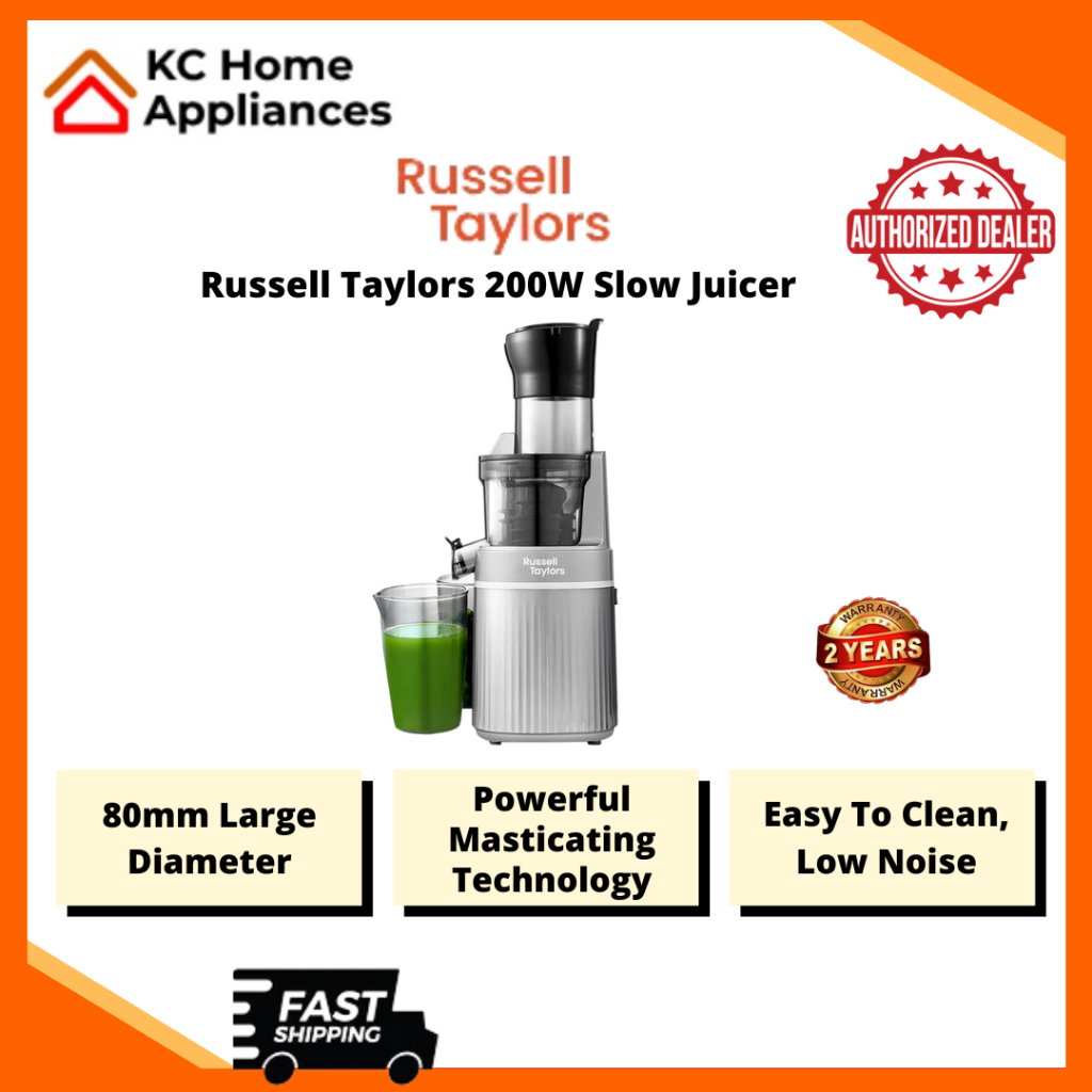 Russell Taylors Slow Juicer | 200W | Easy Clean | Super Filter | Low Noise | Wide Feeder Mouth | SJ2 | 2 Years Warranty