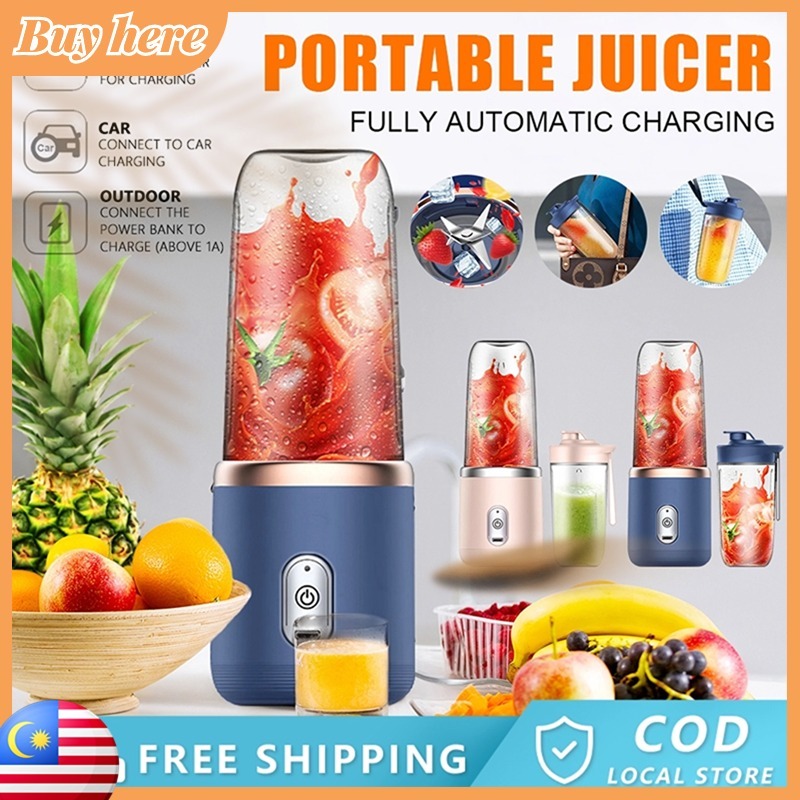 Hot Sale Electric Fruit Juicer Blender Juice Mixer  Wireless Portable Household USB Charging 6 Blade With Cup