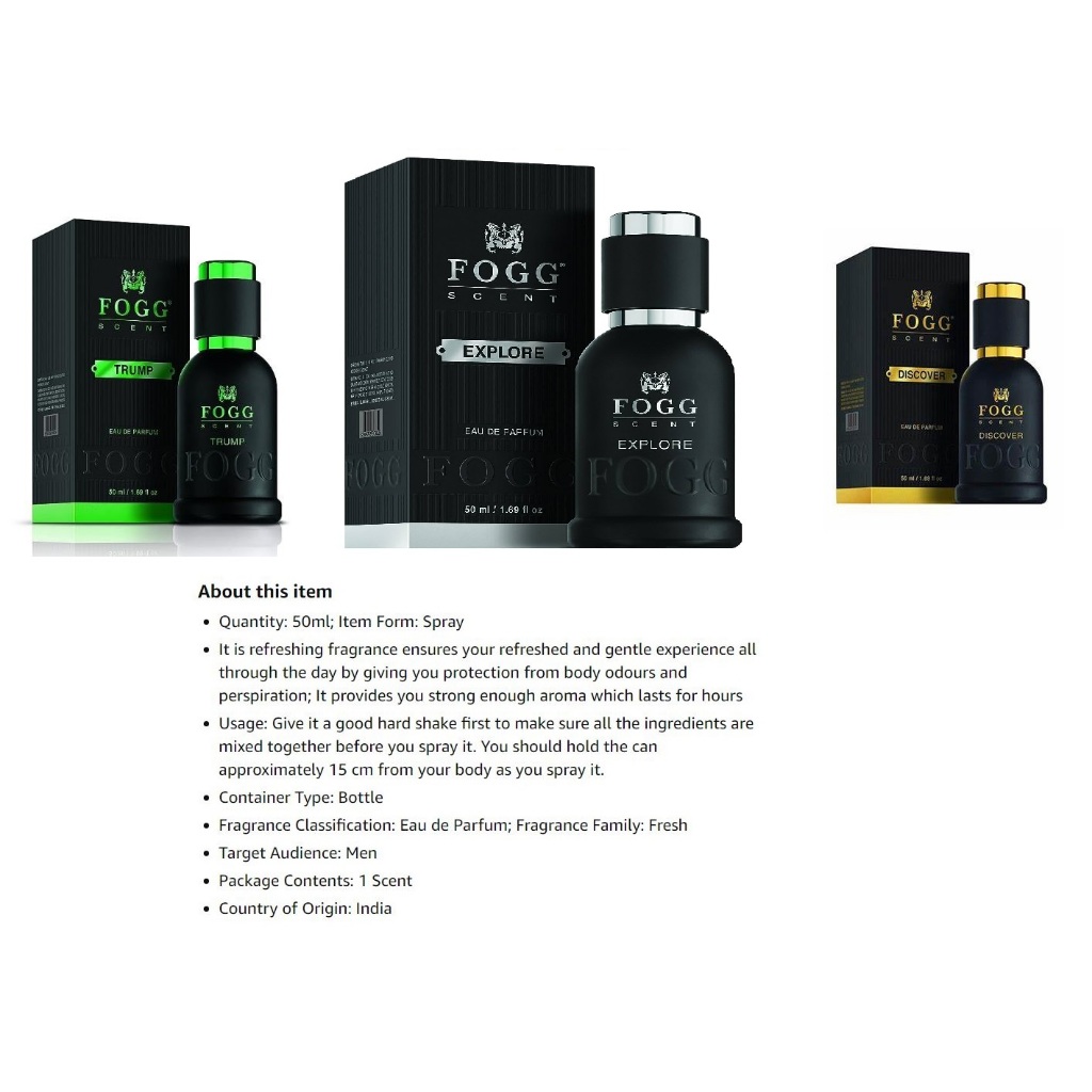 FOGG NICE SCENT MEN 50ML EDP TRUMP,DISCOVER,EXPLORE AV