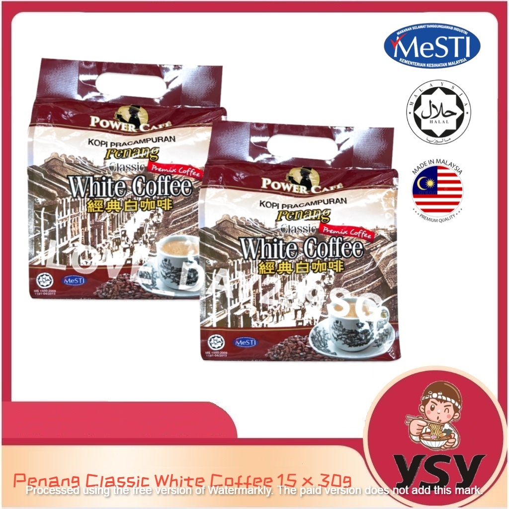 EXP: 5/2027  Power Cafe Penang Classic White Coffee 15 x 30g
