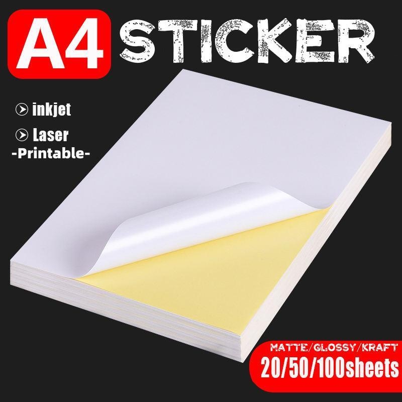 Printable Sticker Paper A4 SIZE matte/glossy/kraft for laser/Inkjet printers Kertas Pelekat a4 可打印贴纸