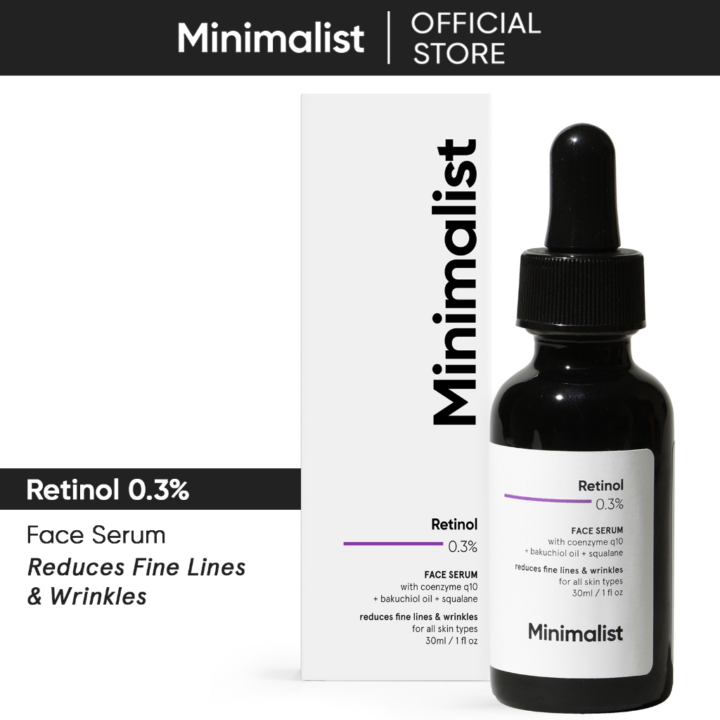 Minimalist 0.3% Retinol Anti Aging Face Serum with Bakuchiol, Coenzyme Q 10 & Squalane | Reduces Fine Lines & Wrinkles