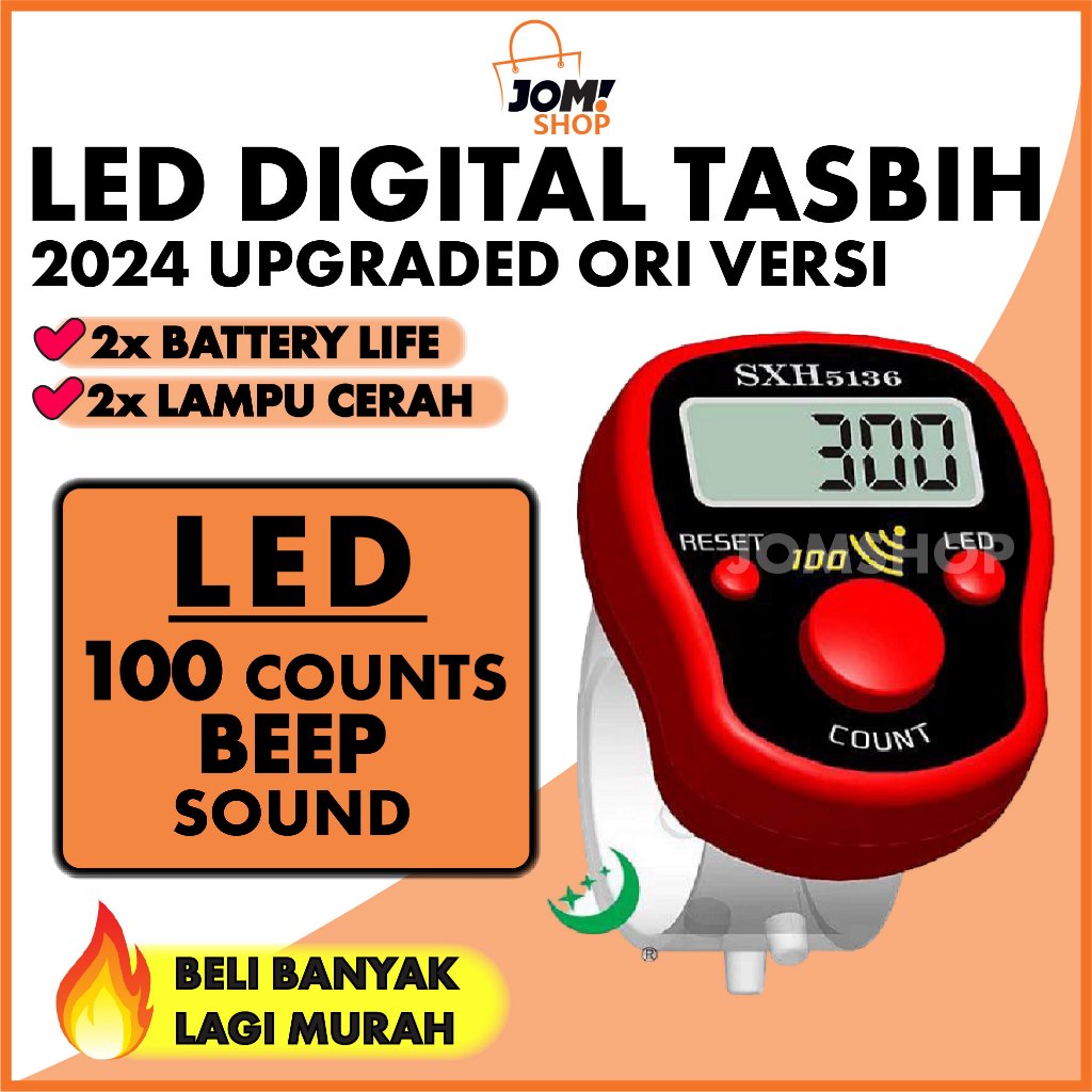 LED Display Beep Sound Digital Tasbih /Hand Tally Finger Counter/Tasbih Digital Yaasin Doorgift Doorgift/Zikir Harian