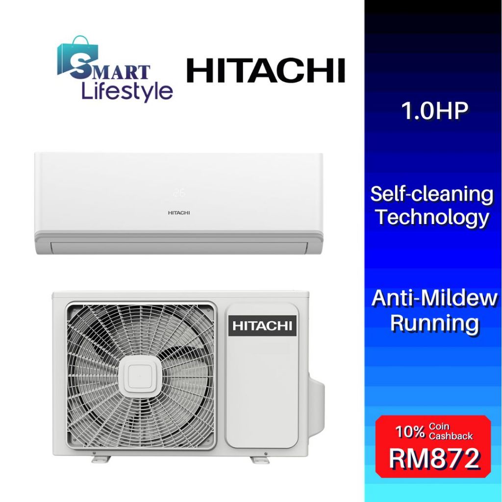 Hitachi 1.0HP Non-Inverter Wall Mounted R32 Air Conditioner RAK-AJ10PCASM