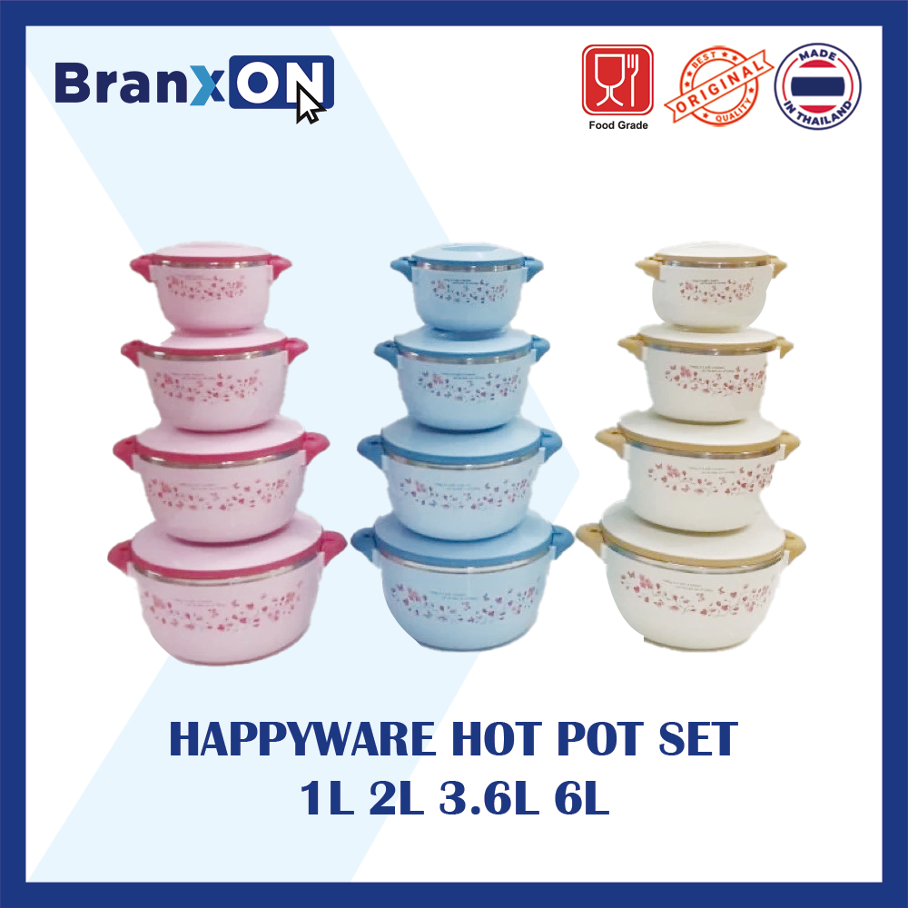 HAPPYWARE Hot Pot with Lock Thermal Food Container Food Warmer Stainless Steel Inside