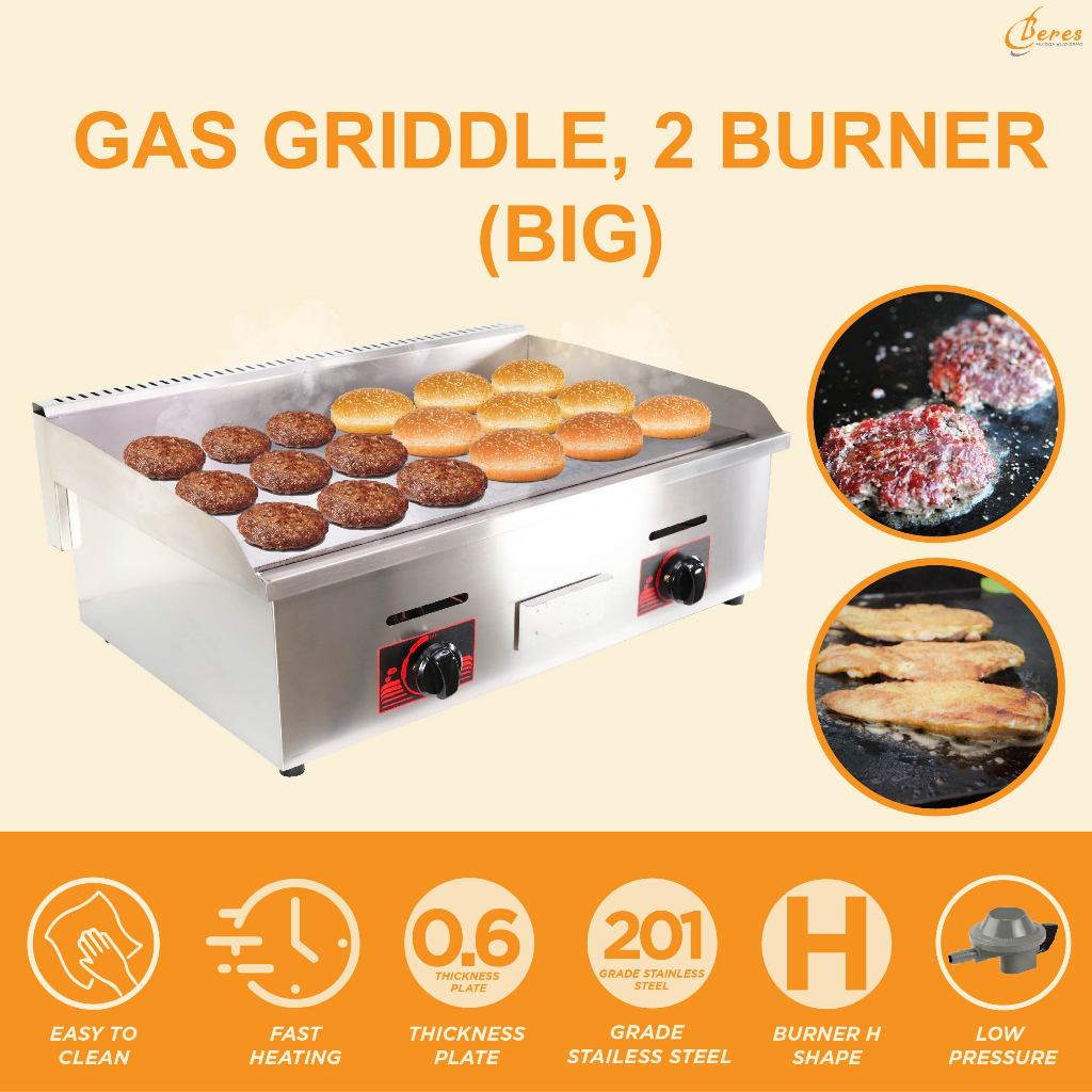 BERES Dapur Burger Commercial Gas Griddle (BIG) Dapur Roti Canai Dapur Bakar Ikan Teppanyaki Plate Stainless Steel