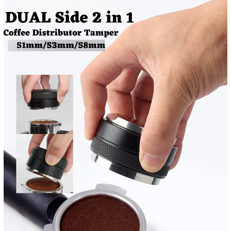 [Dual Side/Single Side] Espresso 2 in 1 Coffee Distributor Leveler Tools Coffee Tamper Distributor 51/53/58mm