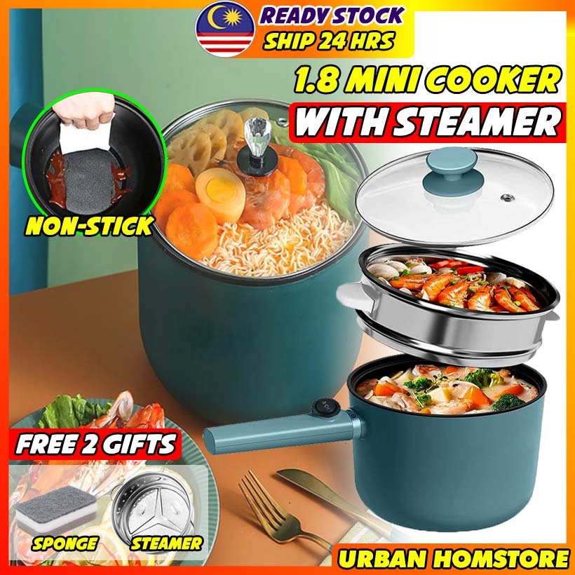 UBH 1.8L Multifunction Mini cooker electric Non stick pan Mini rice Multicooker Electric pot cooker Periuk elektrik mini