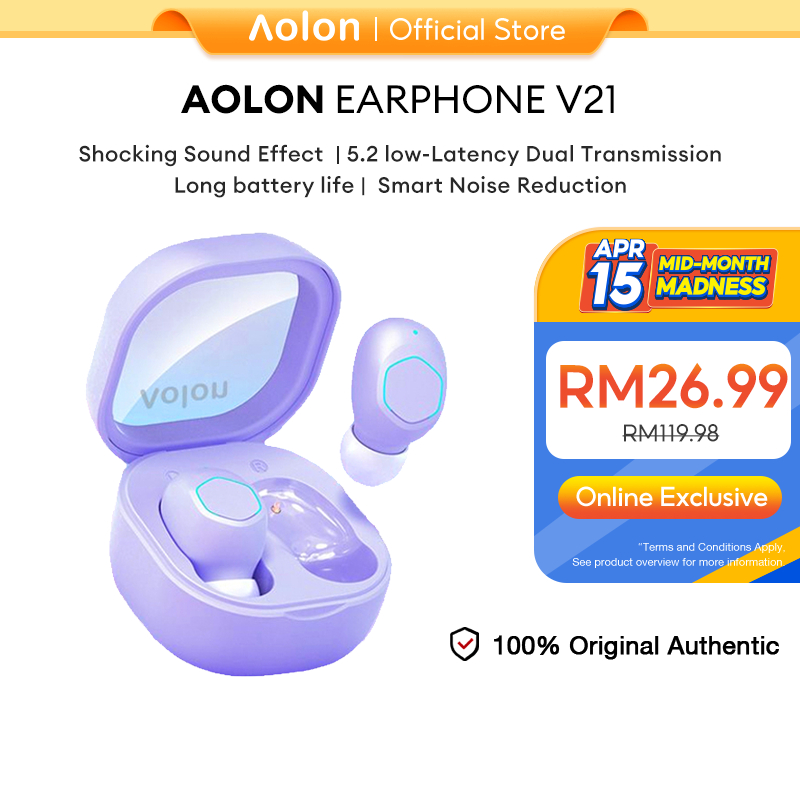 Aolon V21 TWS Bluetooth Earphone Sport Wireless Headphone With Mic BT 5.2 HiFi Stereo Earbuds Muisc Headset Baseus WM02