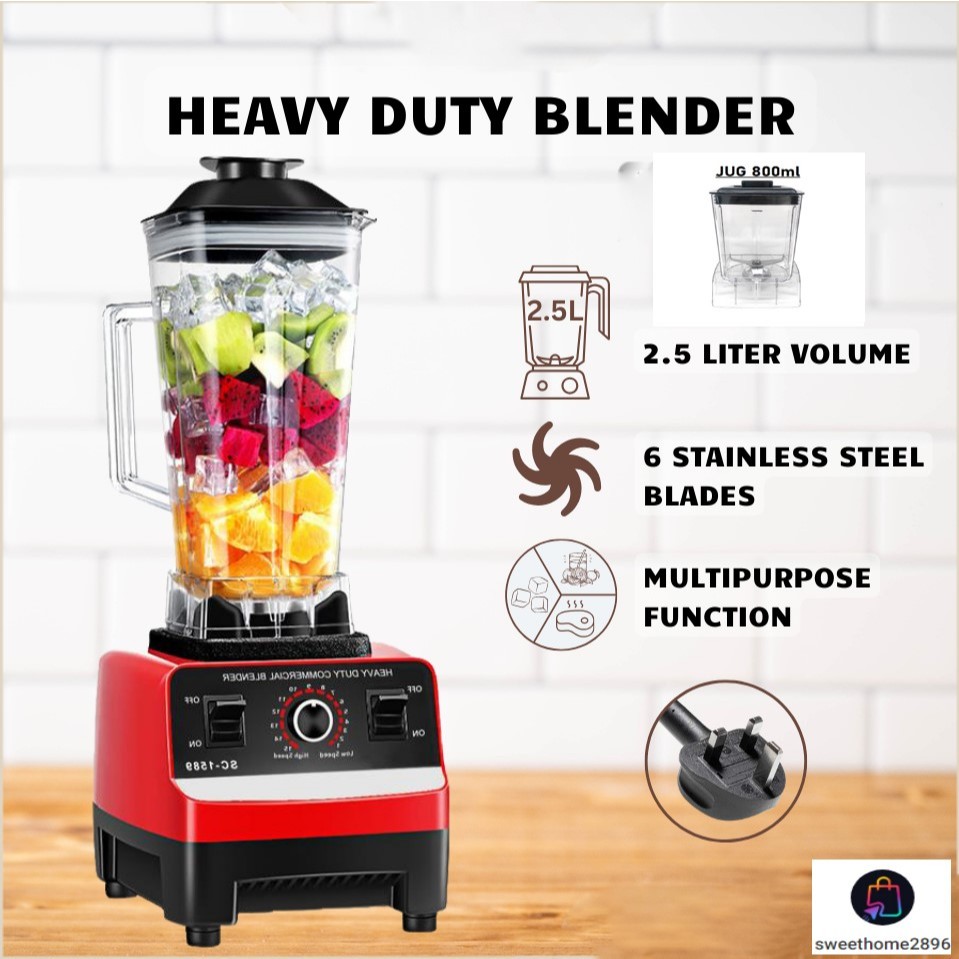 2L Blender Ice Crusher Blender Mixer Juicer High Power Food Processor Or Jug 2l Pengisar Berat