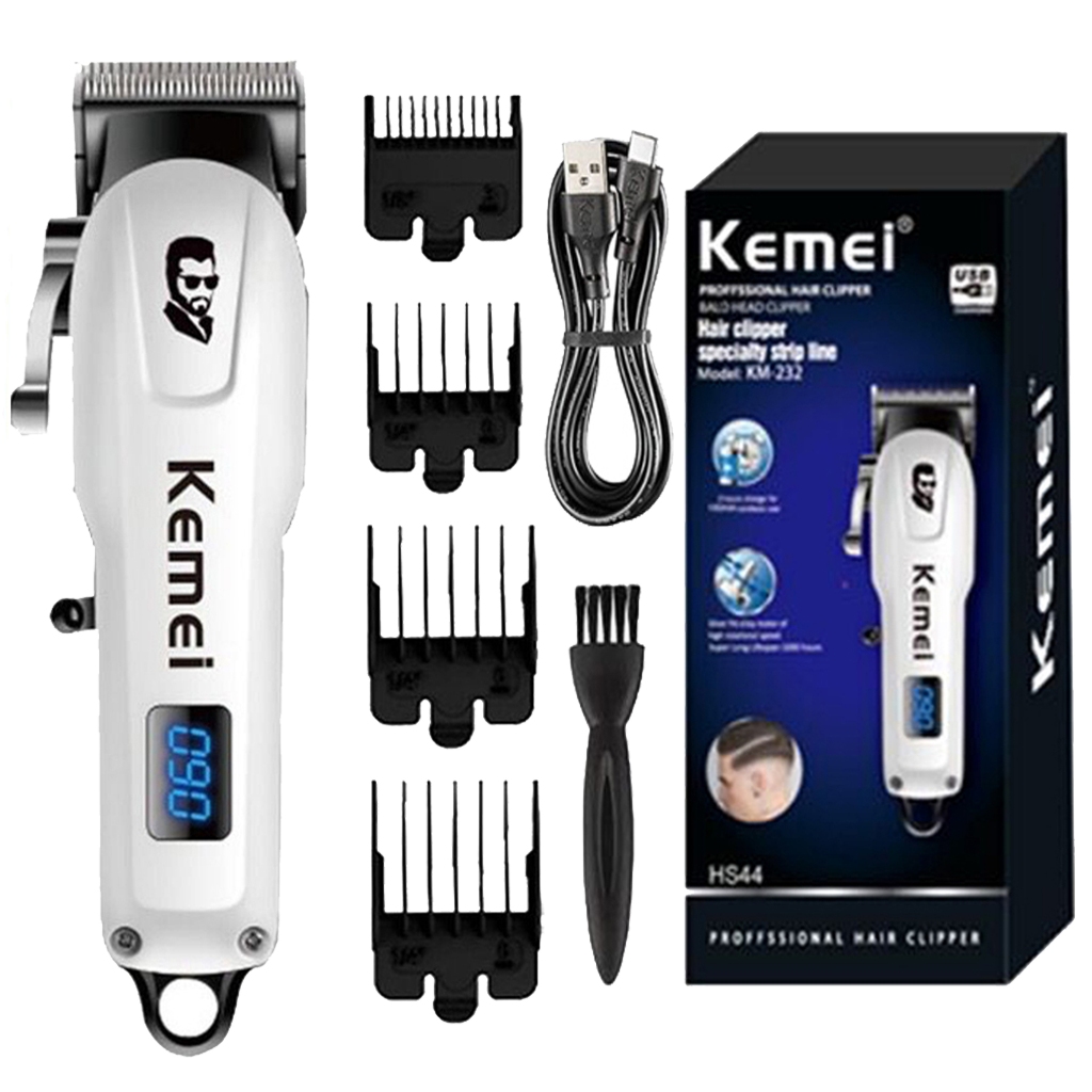 Kemei Hair Clipper KM-232 Professional LCD Electric Hair Clipper For Men Wireless Trimmer Rechargeable Shaver Razor