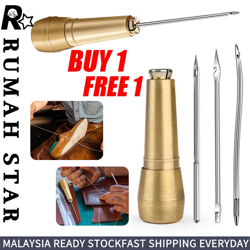 BUY1 FREE1 Leather Sewing Kit Jarum Jahit Kasut Kulit Tent Leather Shoes Sewing Trimming Tool Set With Copper Handle Set