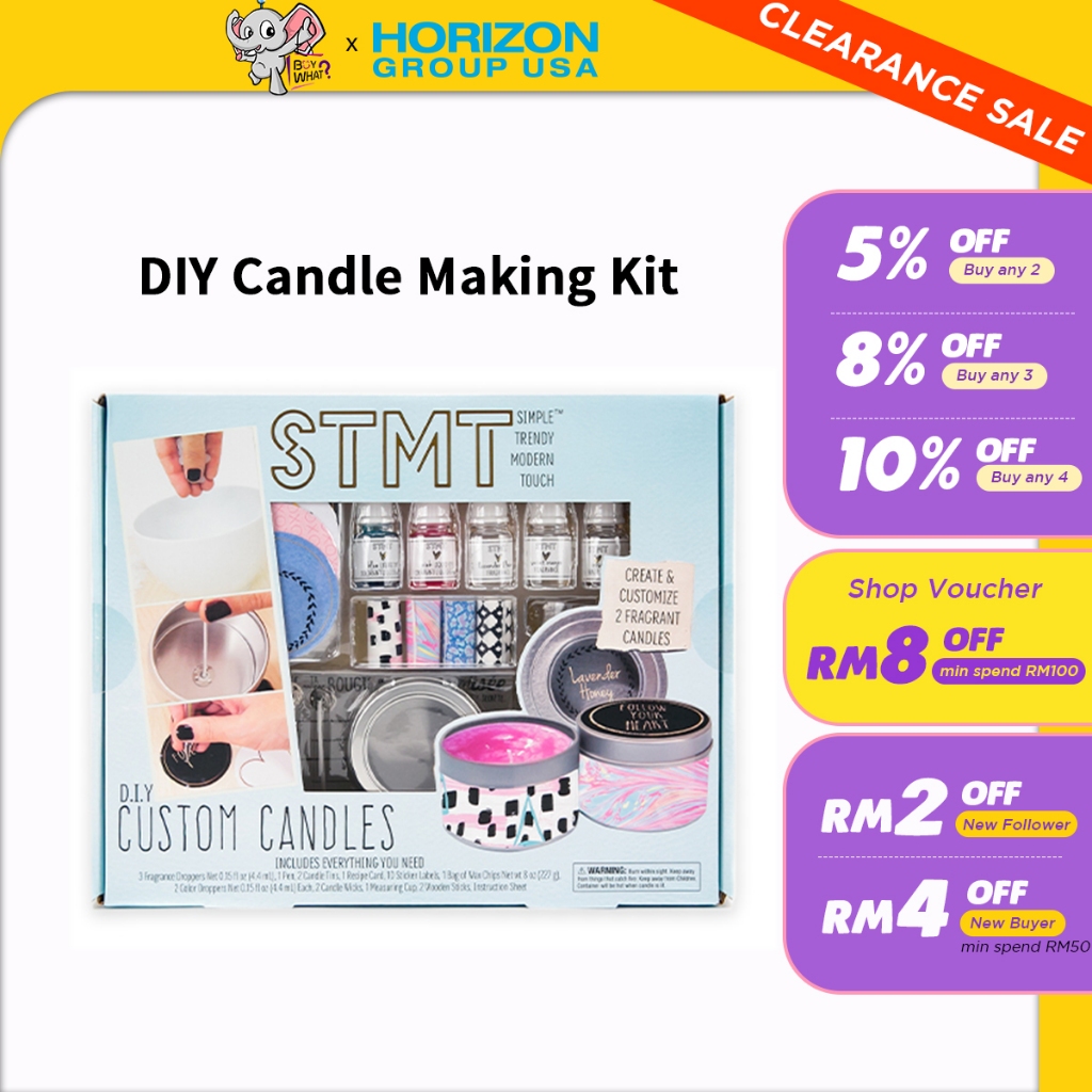 [Clearance] STMT DIY Custom, Create 2 Fragrant Candles, Candle Tins, Recipe Card, Sticker Labels, Wax Chips