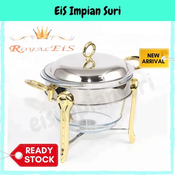 (Ready Stock!!) Royal Eis 3.8L Deep Soup Bowl Stainless Steel Deep Round Food Warmer with Ladle Set Buffet