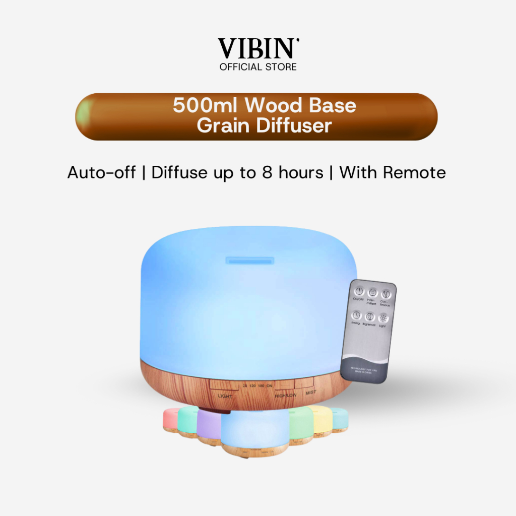 SHIP TODAY550ml Wood Grain Base Duo Tone Ultrasonic Aroma Diffuser Humidifier Air Purifier essential oil