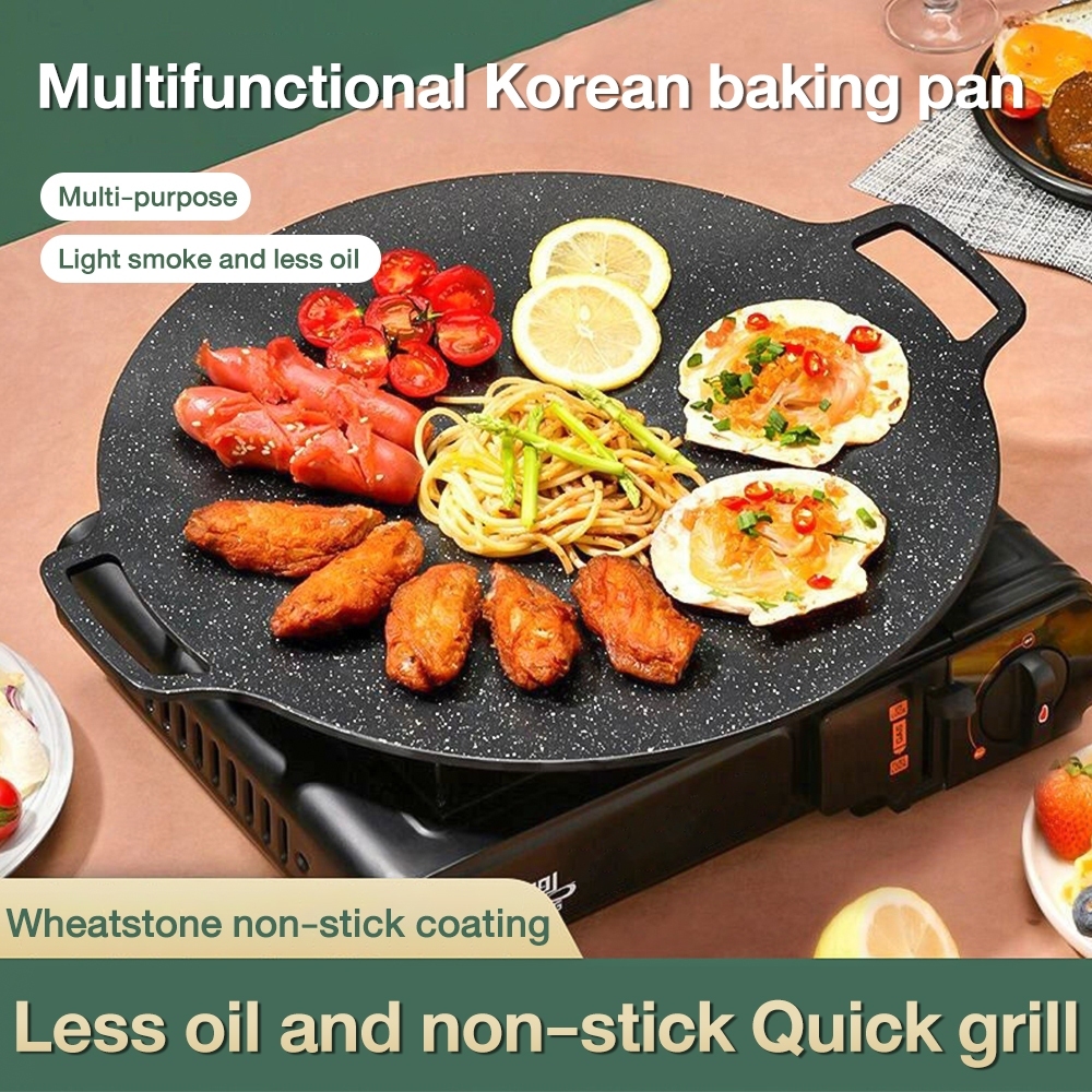 Samgyupsal Korean BBQ Grill Pan Smokeless Non-stick Grill Pan Outdoor Camping Frying Pan Barbecue Tray 韩式烤盘 不粘烤肉盘
