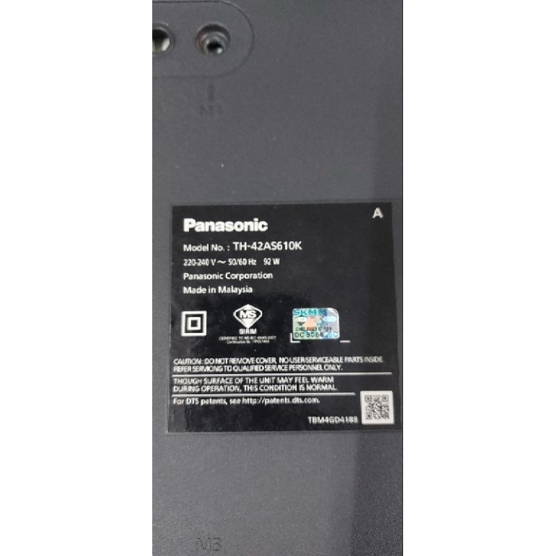 TV PANASONIC TH-42AS610k / PB: TNPA5916 / MB: TNP4G569 / TCON: 6870C-0480A