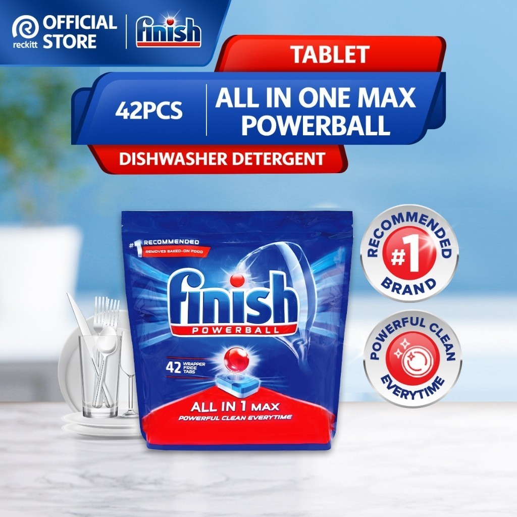 Finish All in One Max Power Ball Tabs Dishwasher Machine Cleaning Tablets (42 Pcs)