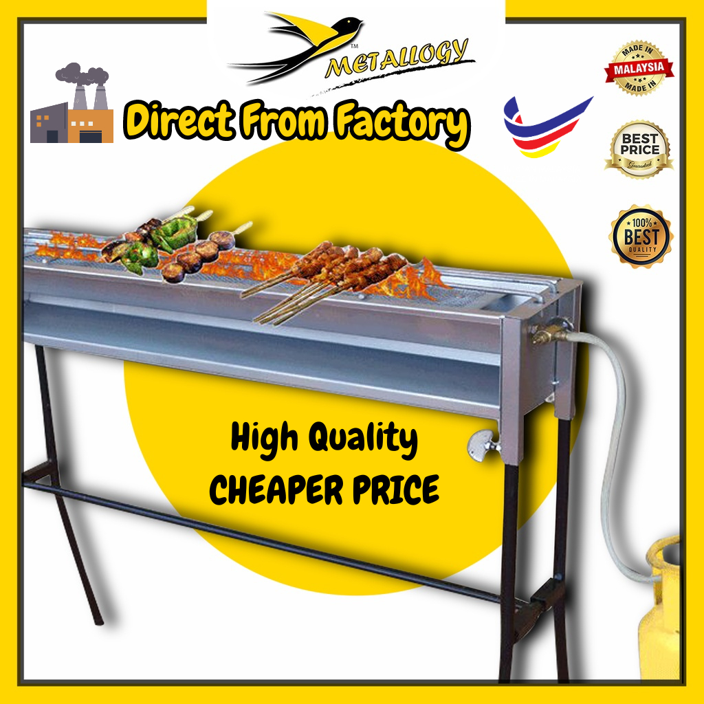 Metallogy Big Size Satay BBQ Grill Gas With Stand Outdoor Barbeque Picnic Camping/ Perniagaan Dapur BBQ Besar Pakai Gas