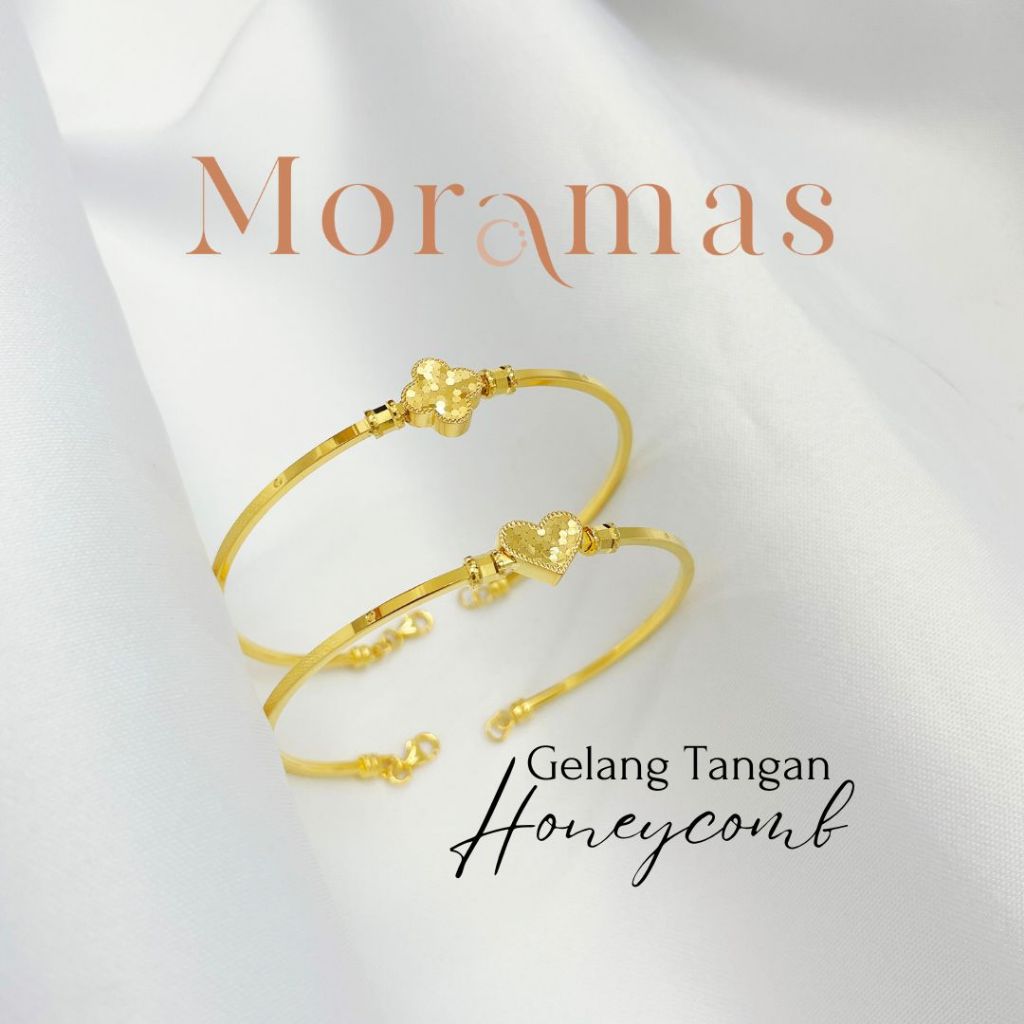 Moramas Honeycomb Bangle 916 Gold/ Gelang Tangan Honeycomb Emas 916/ 蜂蜜型手镯916金 #Clover