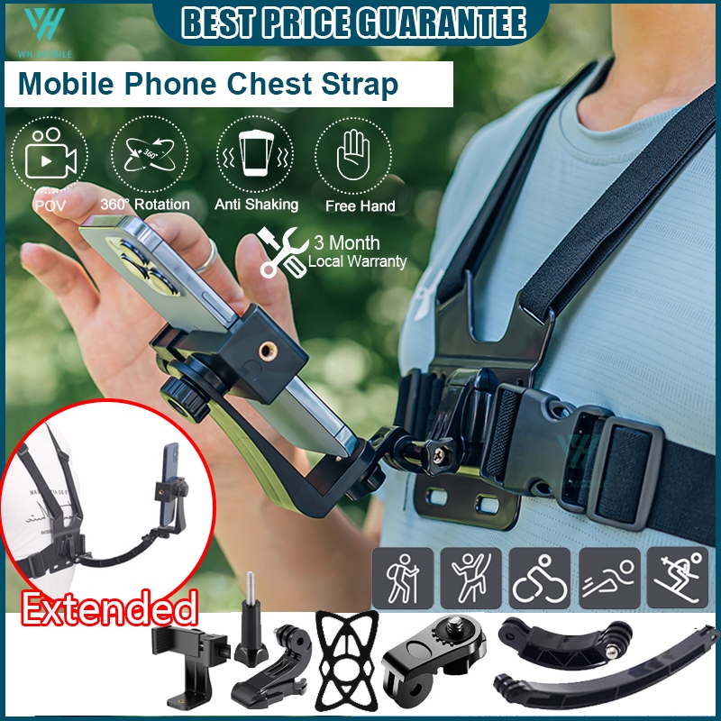 Mobile Phone Chest Strap Chest Phone Holder Harness Strap Cell Phone go pro Clip Action Camera Pemegang Fon Dada 胸带手机支架