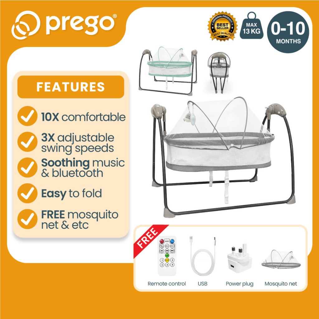 Prego Baby Breezy Baby Electric Auto Cradle Swing Chair with Music and Bluetooth 电动秋千