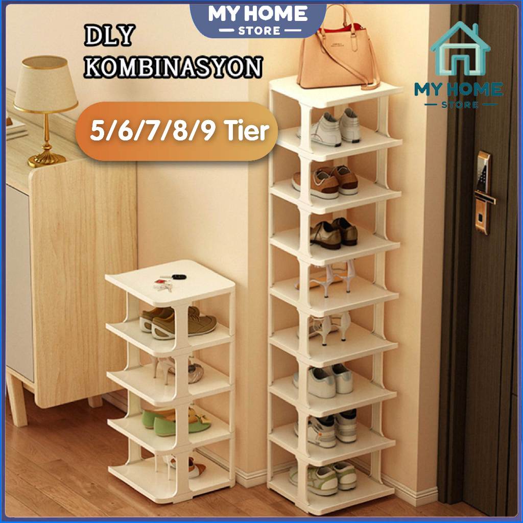 Shoe Rack Multi-layer Folding Narrow Shoe Rack Plastic Simple Shoe Rack Organizer Shelf Space-Saving Rak Kasut 鞋架