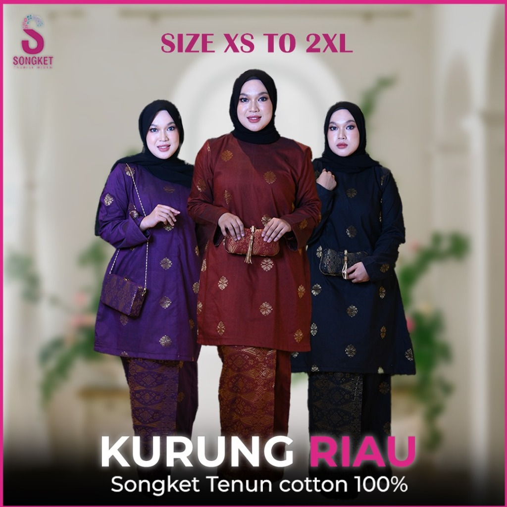 Size S - 2XL | Kurung Riau Princess | Songket Tenun | Baju kurung | Bunga tabur | 100% Cotton