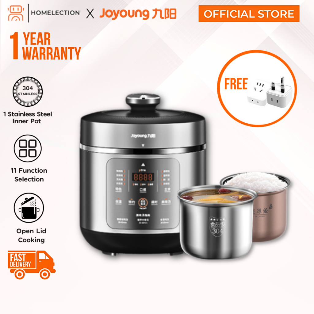 Joyoung 5L Dual Pot Pressure Cooker Rice Cooker Electric Pressure Cooker Stainless Steel Pot 九阳双胆电压力锅 不锈钢压力锅