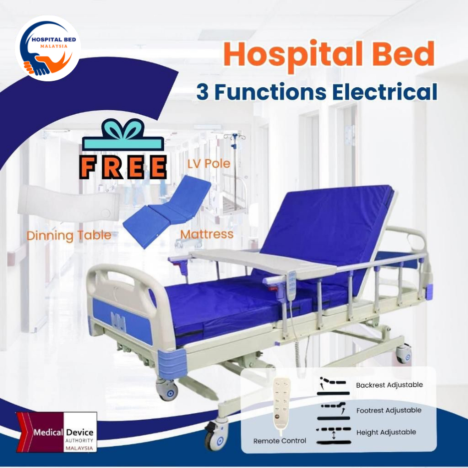 [Same-Day Delivery] 3 Functions Electrical With Manual Crank [FREE Mattress+Table] - MDA Approved