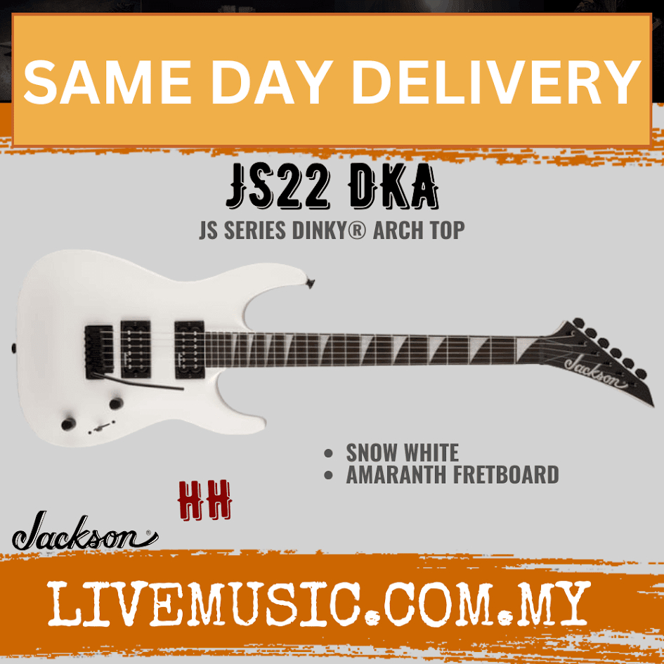 Jackson JS Series Dinky Arch Top JS22 DKA Electric Guitar, Amaranth FB, Snow White (JS22 /JS 22)